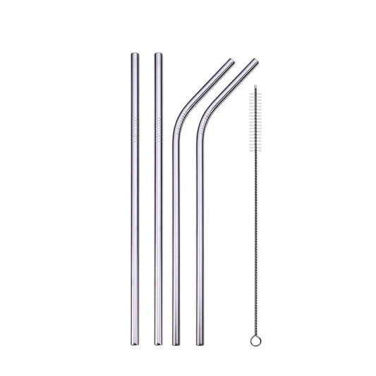 Elevate Your Hydration Game with Reusable 304 Stainless Steel Straws - Straight and Bent Options with Cleaner Brush and Pouch - Eco-Friendly Drinkware for Kids and Adults!